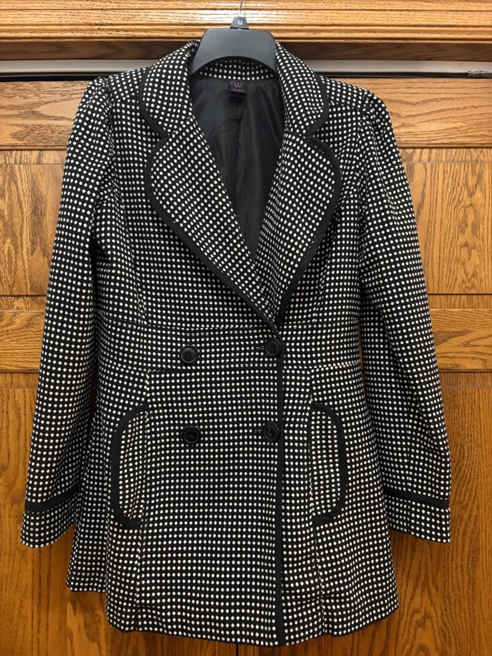 Black and White polka dot blazer, Large